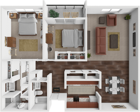 Skysail 2 bedroom 2 bathroom floor plan at les chateaux apartments