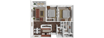 Starboard Floor Plan that is 2 bedroom 2 bathroom apartment at Les Chateaux