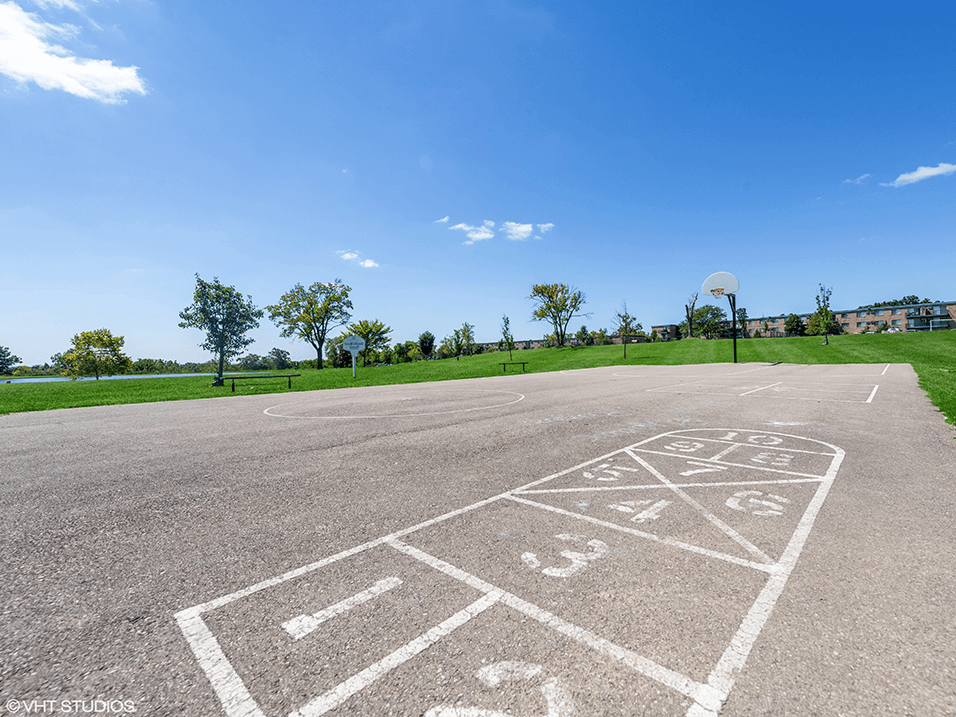 a basketball court at apartment community