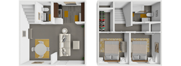 two bedroom townhome floor plan at lake point apartments