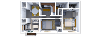 2 bed 1 bath floor plan at lake point apartments