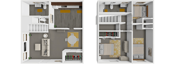 three bedroom townhome floor plan at lake point apartments