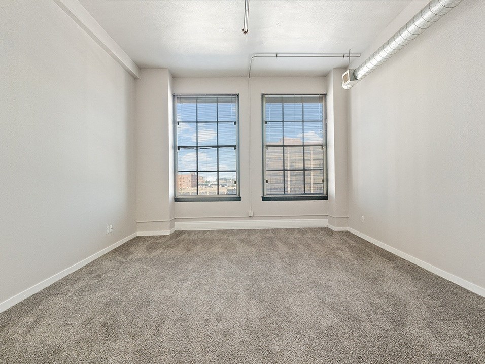 apartment living room with two big windows