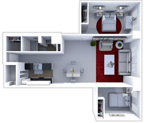 2 bedroom 1 bath floor plan
