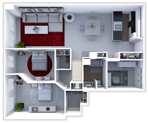 floor plan of a 2 bedroom apartment