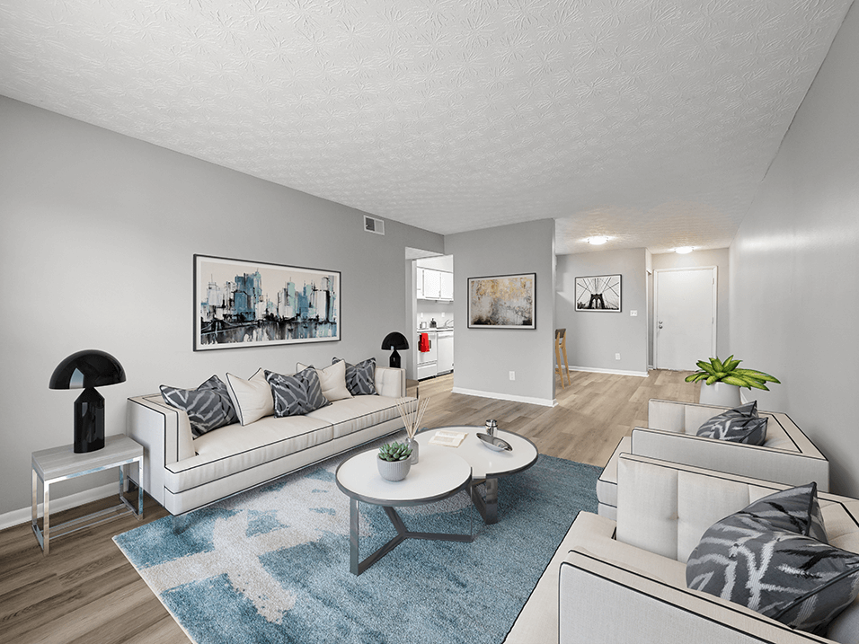 Large family room in apartment in Columbus, oh with updated features