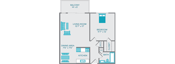 the belmont one bedroom one bathroom floorplan