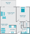 the belmont one bedroom one bathroom floorplan
