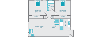 the ontario two bedroom one bath floorplan