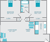 the ontario two bedroom one bath floorplan