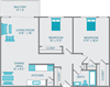 the superior two bedroom one bath floor plan