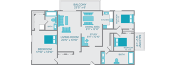 the tahoe two bedroom two bath floorplan