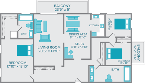 the tahoe two bedroom two bath floorplan