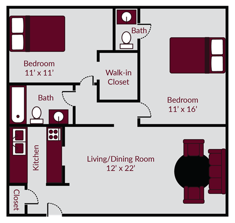 two bedroom apartment floor plan