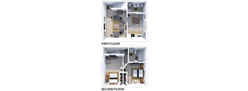 two bed 1 bath townhome floor plan at monticello arms