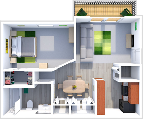 1 Bedroom Apartment Floor Plan