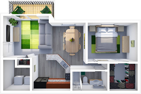 1 Bedroom Apartment Floor Plan