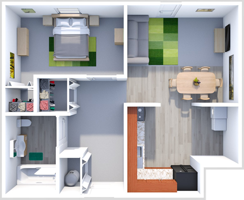 1 Bedroom Apartment Floor Plan