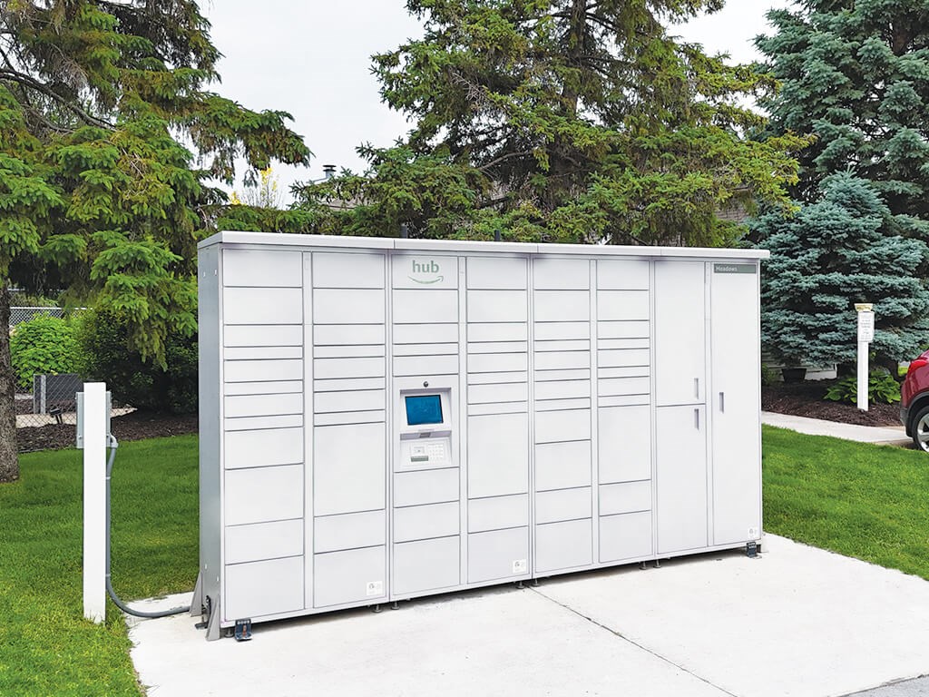 A white utility box with the word