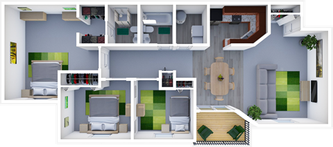 3 Bedroom Apartment Floor Plan