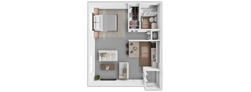 a floor plan of a house with a bedroom and a bathroom