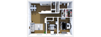 2 bedroom 1 bathroom floor plan at mesa gardens