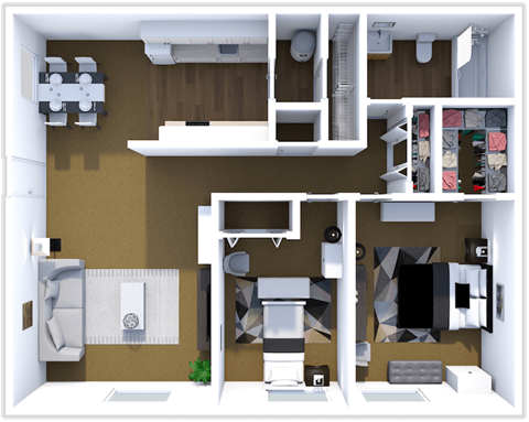 2 bedroom 1 bathroom floor plan at mesa gardens