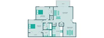 Grand Oak Floor Plan at Retreat at Mill Creek Apartments