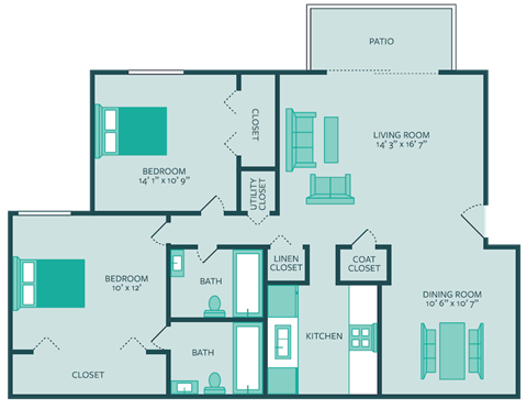 Grand Oak Floor Plan at Retreat at Mill Creek Apartments