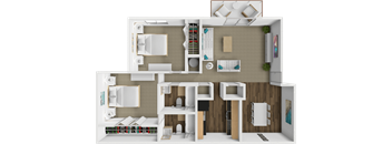 2 bed floor plan at retreat at mill creek