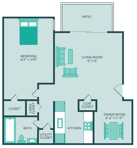 Whispering Water Floor Plan at Retreat at Mill Creek Apartments