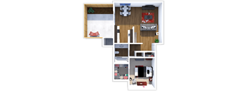 1 bedroom 1 bath Oriole floor plan at Meadow Lark Apartments