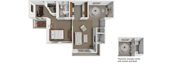 A diagram of a house layout with a kitchen, living room, and bathroom.