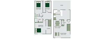 a floor plan of a house with two different floors
