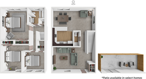 A set of three images showing different floor plans of a house.