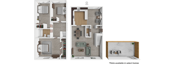 A set of three images showing different floor plans of a house.
