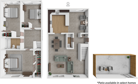 A set of three images showing different floor plans of a house.