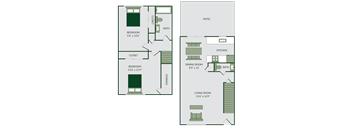 2 bed 1.5 bath floor plan