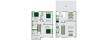 3 bed 1 full 2 half bath floor plan