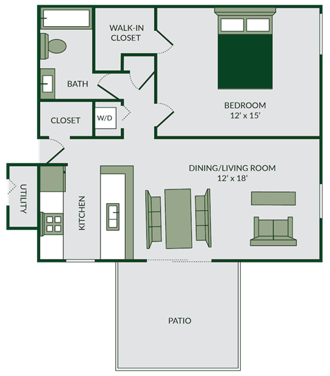 1 bed 1 bath floor plan