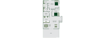 2 bed 1 bath floor plan