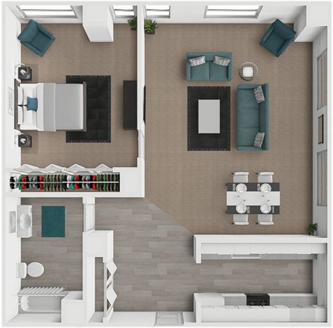 1 bedroom, 1 bathroom apartment at LeClaire Apartments in Moline, IL