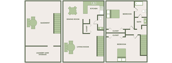 2 Bed 1.5 Bath TH Large