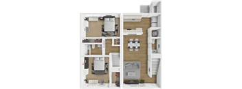 2 bed 1.5 bath townhome floor plan at northridge crossing apartments