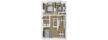 2 bed 1 bath floor plan at northridge crossing apartments