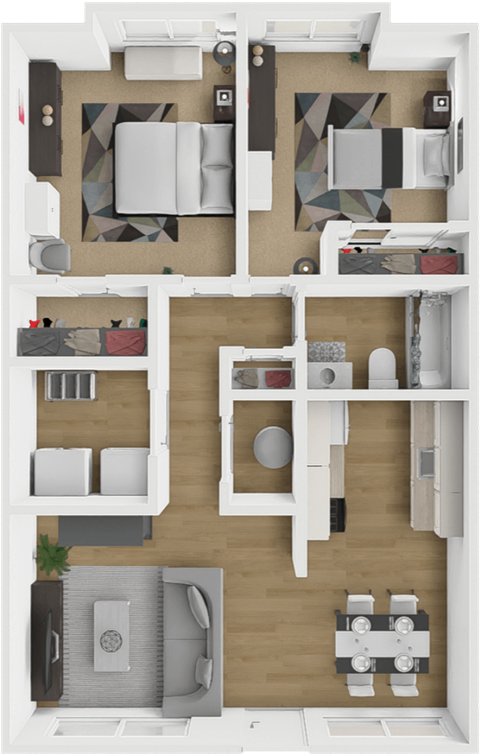 2 bed 1 bath floor plan at northridge crossing apartments
