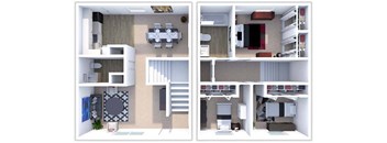 a floor plan of a building with a staircase