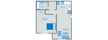 One bedroom floor plan at NoRi Apartments