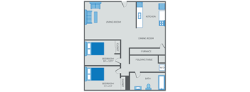 Two bedroom floor plan at NoRi Apartments
