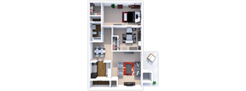 2 Bed 1 Bath Harrington Floor Plan at North Park